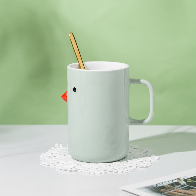 唯都悠然小鸟红点马克杯可爱创意陶瓷杯家用情侣早餐杯办公马克杯生日礼物W-S312