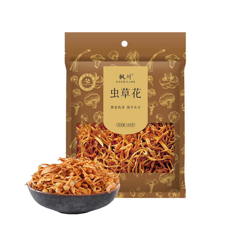枫川无硫虫草花孢子头蛹虫草干货批发菌菇火锅煲汤材料100克