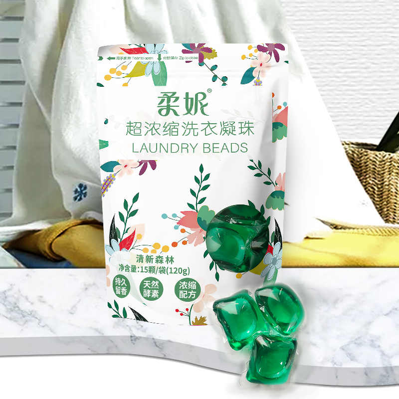 柔妮超浓缩洗衣凝珠香味持久三合一浓缩酵素洗衣液球清新森林
