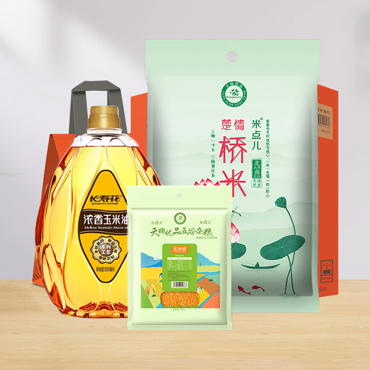 天瑞优品天瑞大米玉米油玉米碴家用厨房公司礼品花开富贵组合A07