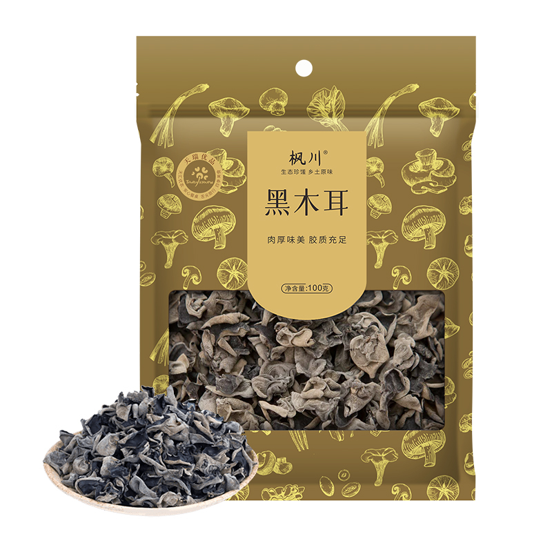 枫川黑木耳干货特产新货东北秋木耳小碗耳无根肉厚凉拌炒菜100克