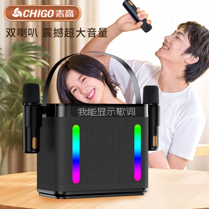 志高手提蓝牙音箱大功率低音炮户外蓝牙广场便携音响家庭话筒k歌208