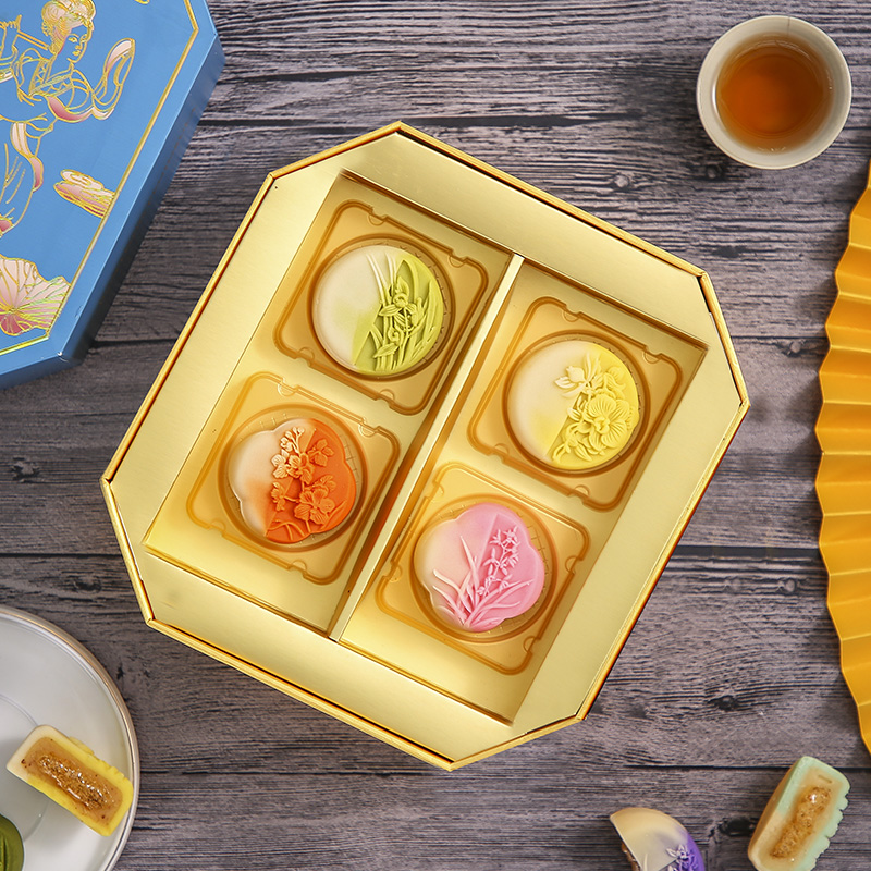 九龍半島 香港幻彩流心燕窩月餅禮盒 廣式糕點團購禮盒裝 中秋送禮下午茶 幻彩流心月餅400g