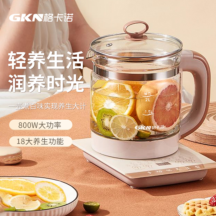 格卡诺分体养生壶家用办公室多功能煮茶壶全自动玻璃烧水壶（新款）GKN-YSH-2