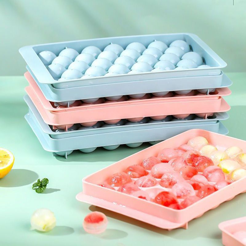 创意自制冰球模具冰箱带盖球形制冰格创意家用硅胶冰格盒子制冰桶