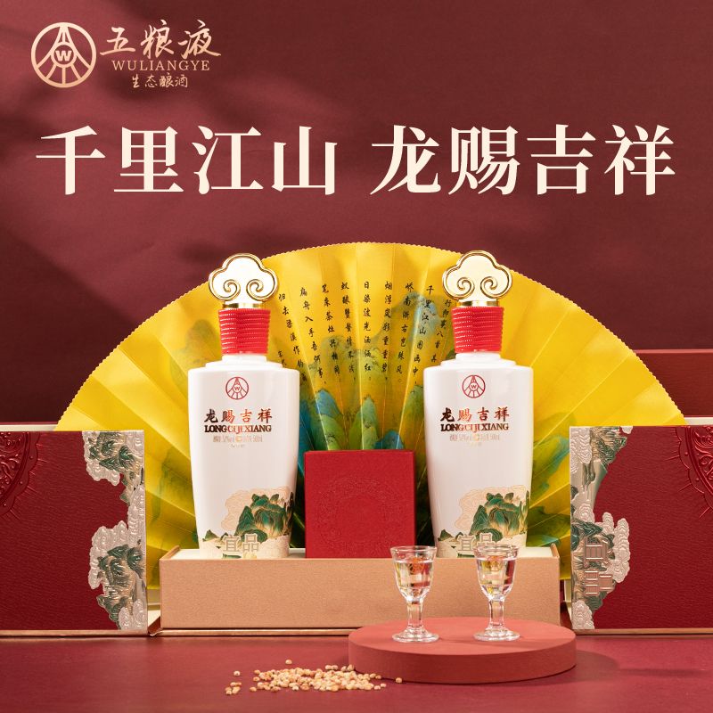 五粮液 龙赐吉祥酒52度500ml*2瓶礼盒装 纯粮老酒宴请宾客礼盒装节日送礼