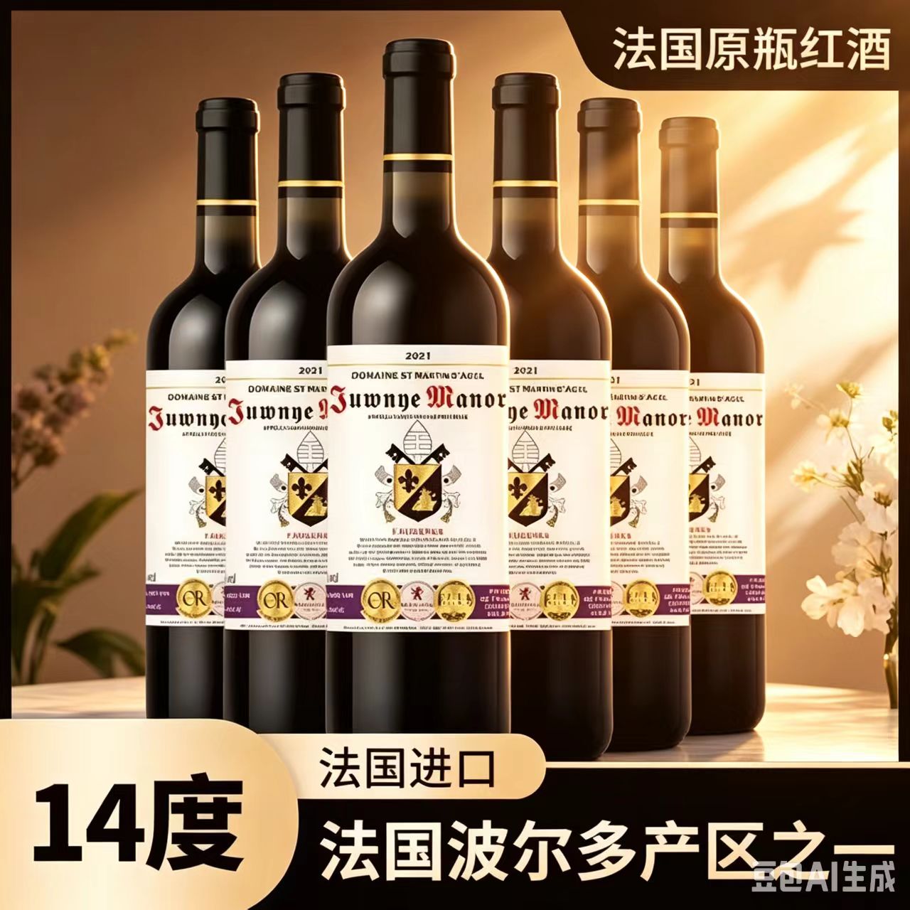 路易巴蒂斯法国进口红酒14度波尔多整箱750ml*6